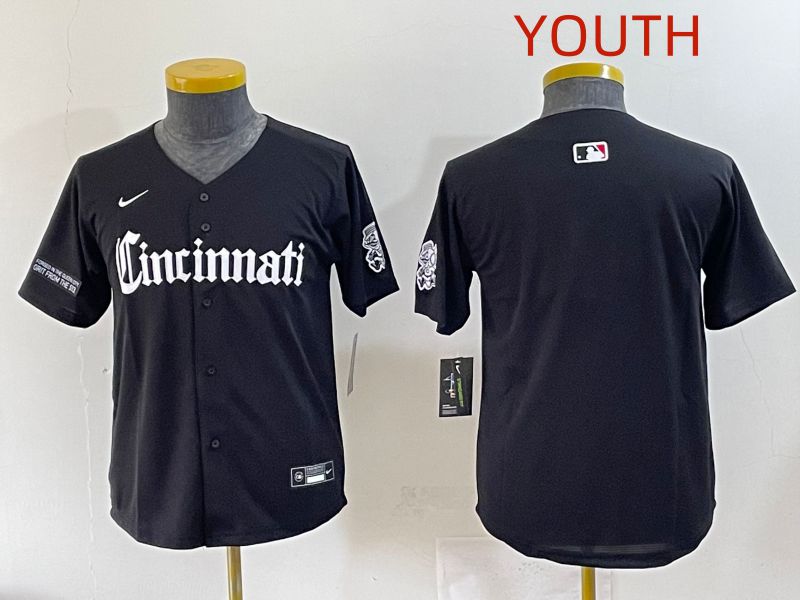 Youth 2025 Cincinnati Reds Blank Black Five generations Joint Name Nike MLB Jersey style 4->youth mlb jersey->Youth Jersey